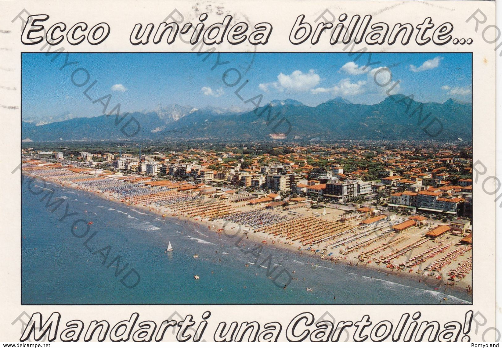 CARTOLINA  LIDO DI CAMAIORE,LUCCA,TOSCANA,VEDUTA AEREA,MARE,VACANZA,SPIAGGIA,LUNGOMARE,BARCHE A VELA,VIAGGIATA 1993 - Lucca