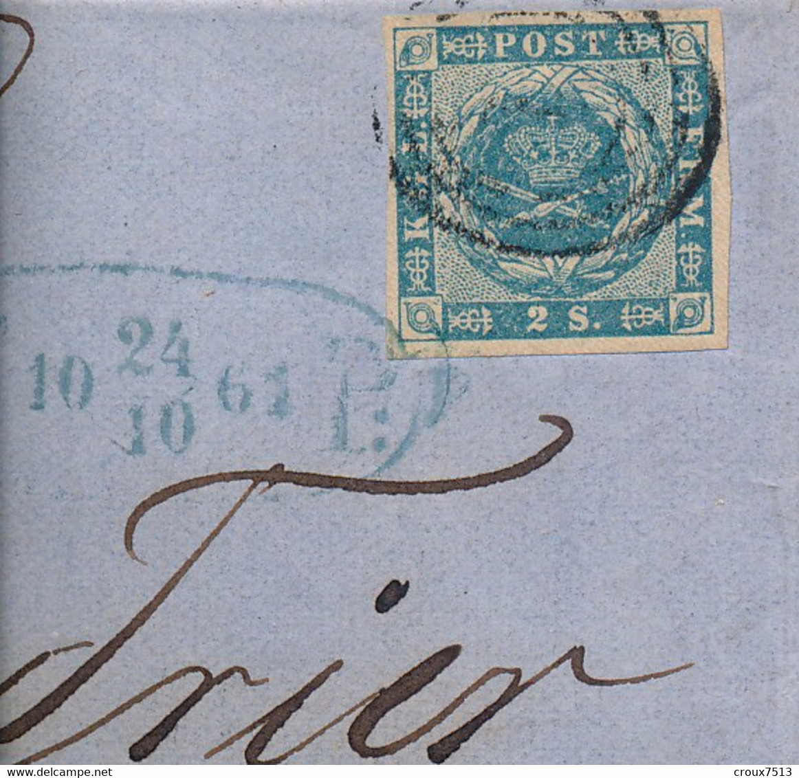 LAC 1861 Signée Scheller 2 Skilling Bleu TTB. - Cartas & Documentos