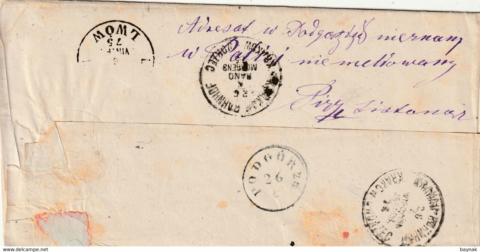 POLAND / UKRAINE  --  LEMBERG  --  PODGORZ  --  KRAKOW  --  RECO  --  PREFILATELIC FOLDED LETTER  -  1875 - ...-1860 Préphilatélie