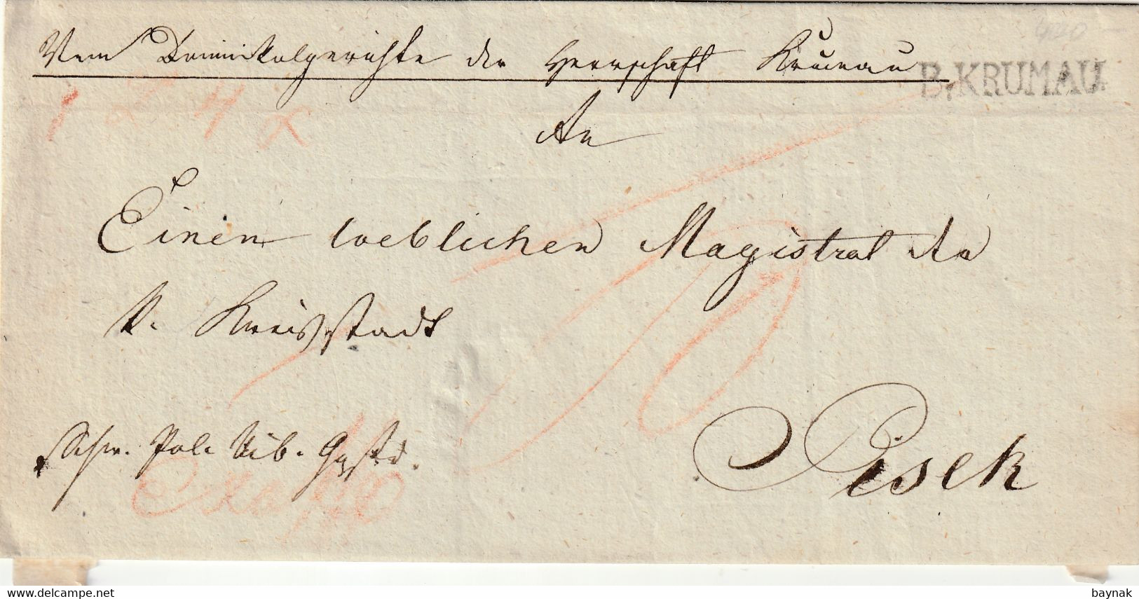 CZECH  --  B. KRUMAU  Nach PISEK  --  PREFILATELIC FOLDED LETTER  -  1828 - ...-1918 Préphilatélie