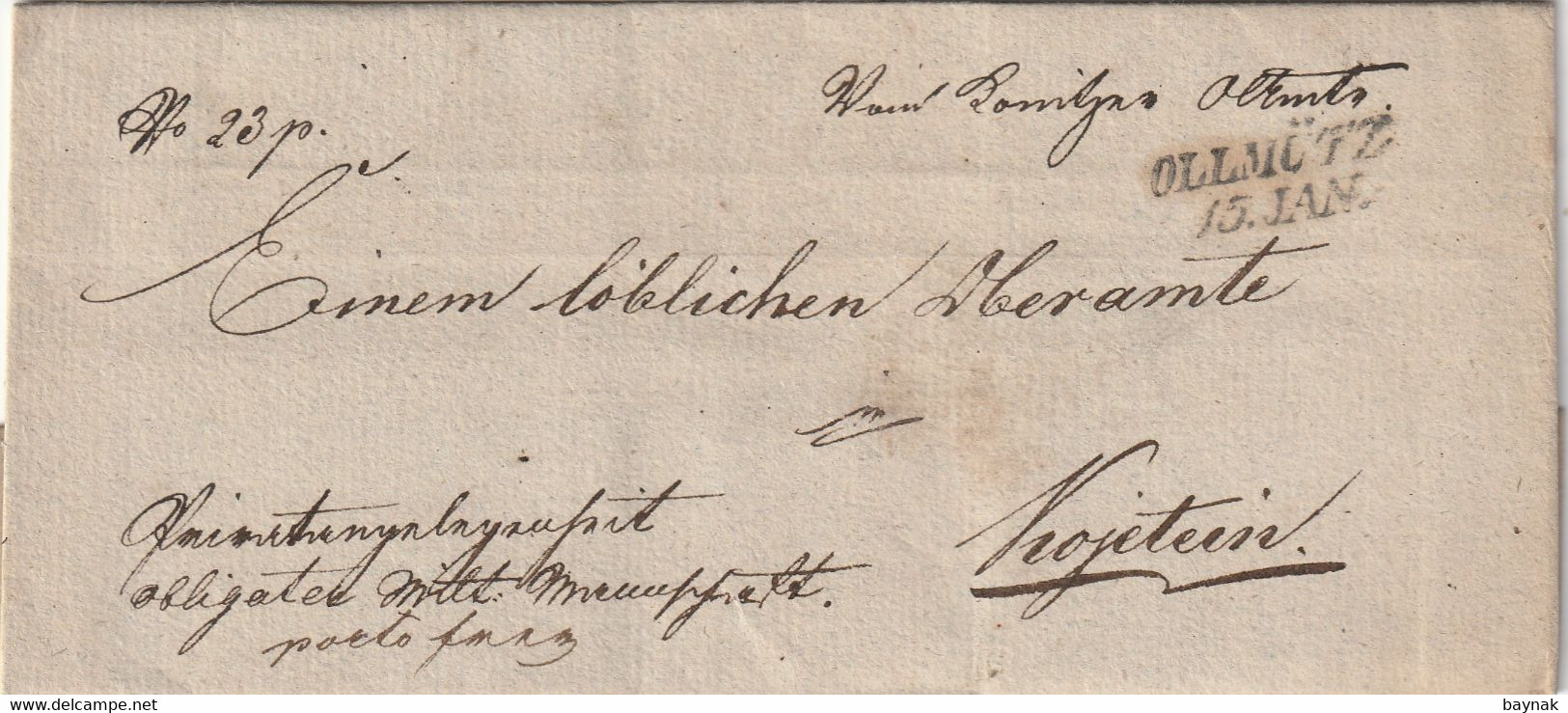 CZECH  --  OLLMUTZ  --  PREFILATELIC FOLDED LETTER  -  1842 - ...-1918 Prephilately