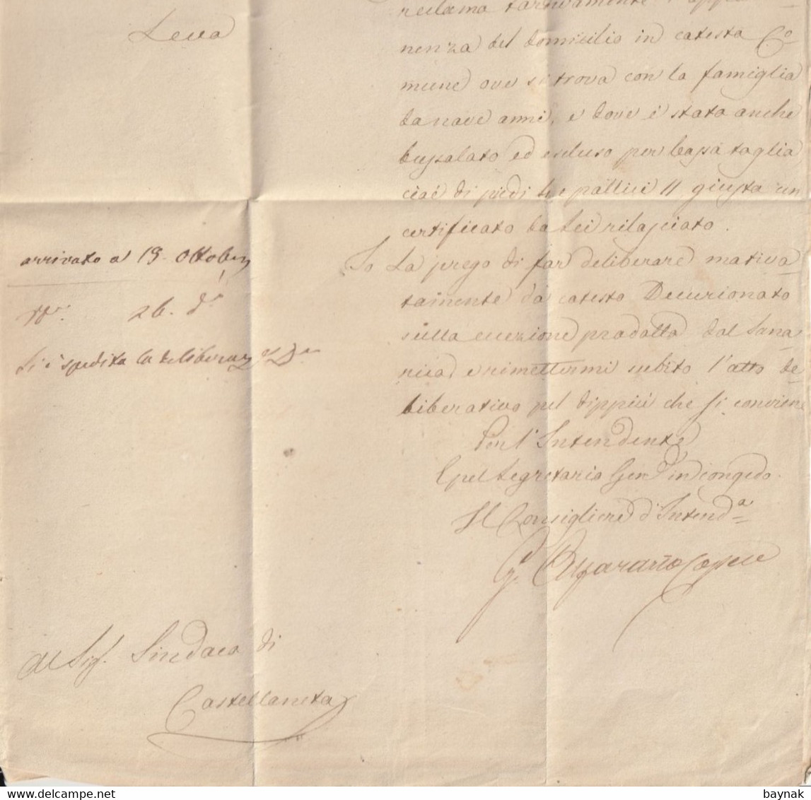 ITALIA  --  LECCE  --  INTENDENZA DELLA PROVINCIA DI TERRA  D OTRANTO --  RECCO PREFILATELIC FOLDED LETTER  -  1858 - Zonder Classificatie