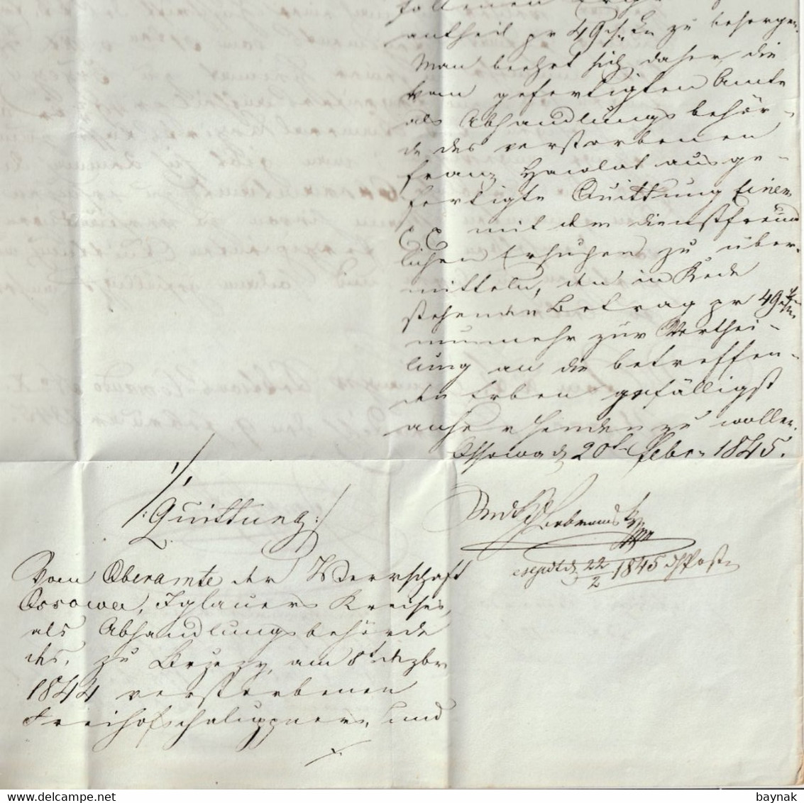 U. HRADISCH   nach  P. OSSOWA BITTISCHKA   --  PREFILATELIC FOLDED LETTER  -  1845