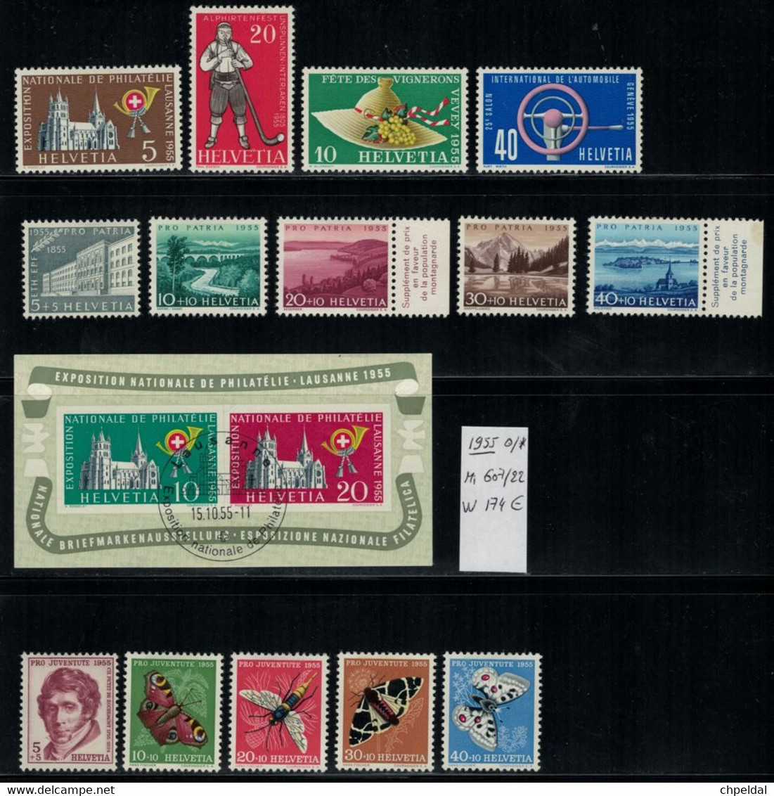 Suisse Schweiz 1955 * MH - Mi 2019 X 20% - Nr. 607 / 622 (Block 15 FDC) - Autres & Non Classés