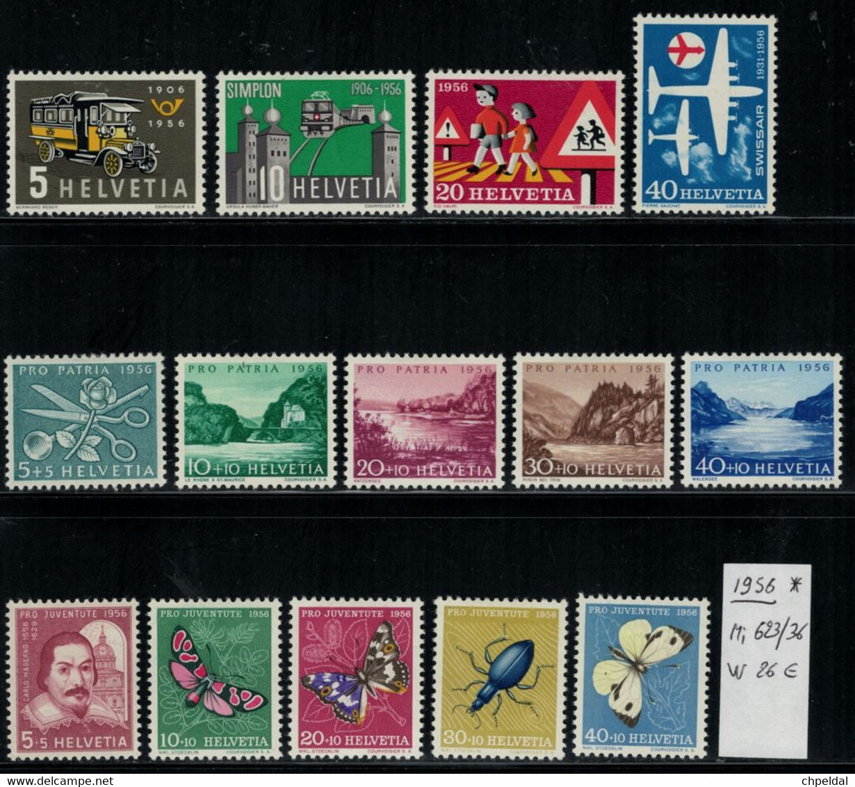 Suisse Schweiz 1956 * MH - Mi 2019 X 20% - Nr. 623 / 636 - Otros & Sin Clasificación