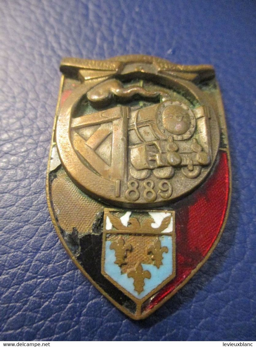 Insigne De  Pucelle Ancienne/5éme Régt Du Génie/Versailles/Locomotive à Vapeur/Partout Toujours Réaliser/1889    PUC22 - Andere & Zonder Classificatie