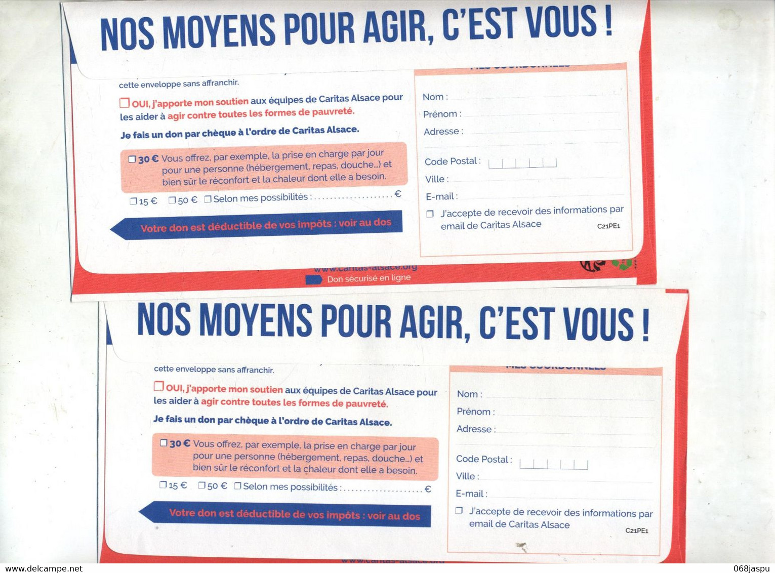 Enveloppe Reponse T Caritas Alsace - Cartes/Enveloppes Réponse T