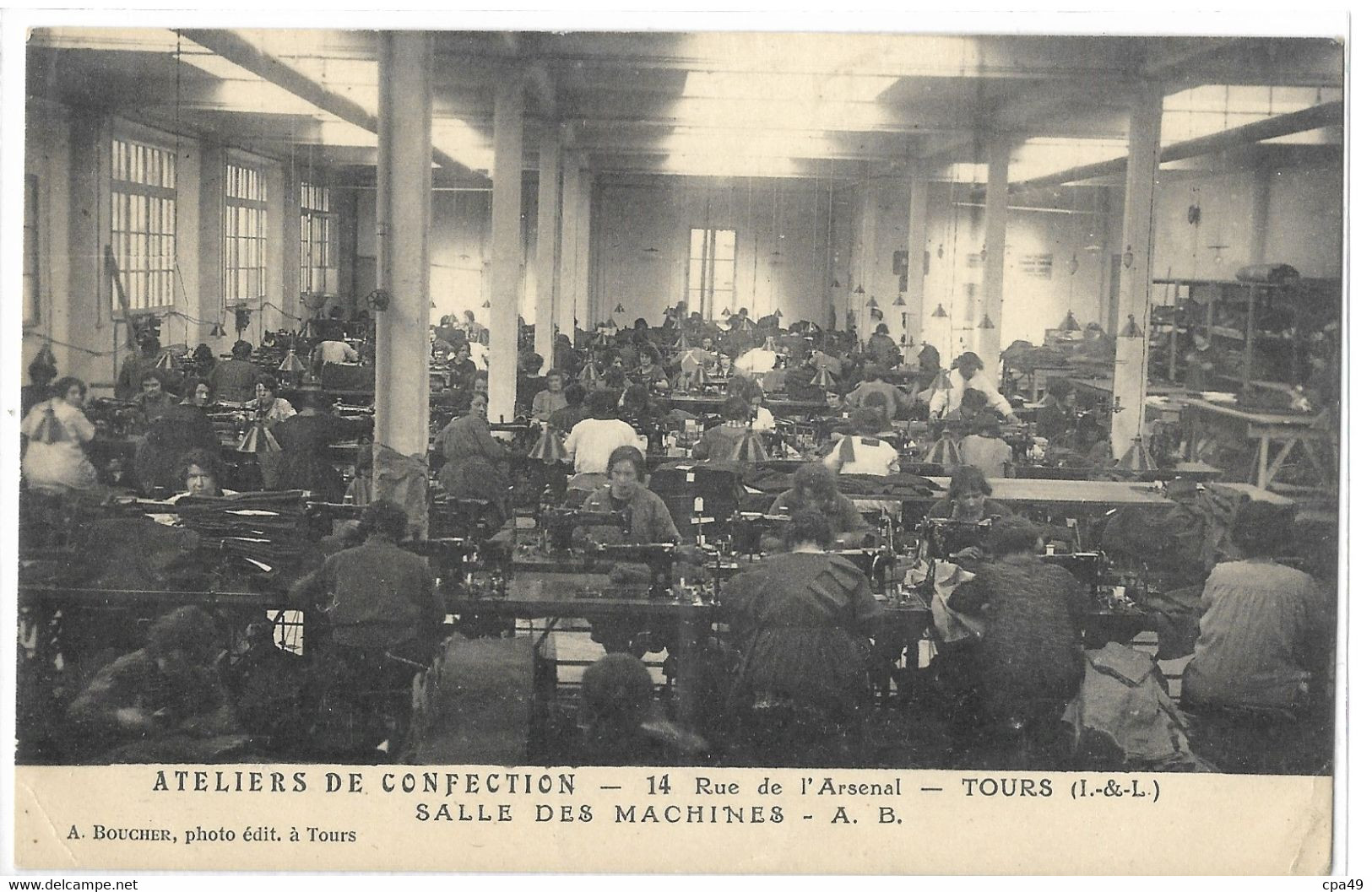 37  TOURS  ATELIERS DE CONFECTIONS  14  RUE DE L'ARSENAL   SALLE DES  MACHINES - Tours