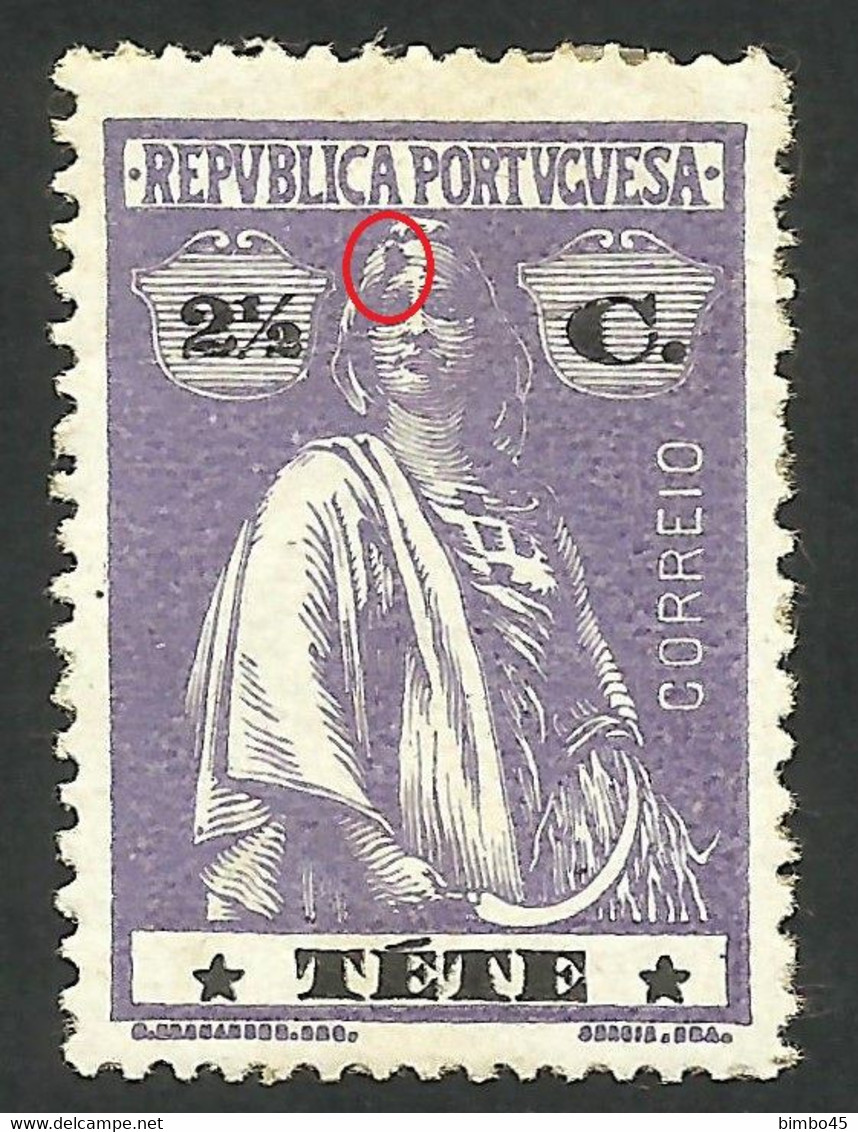 Error - -  Tete  / Portugal   - 1914 Ceres 2 1/2 C  -- MH --  Large Color Spot On Head - Tete