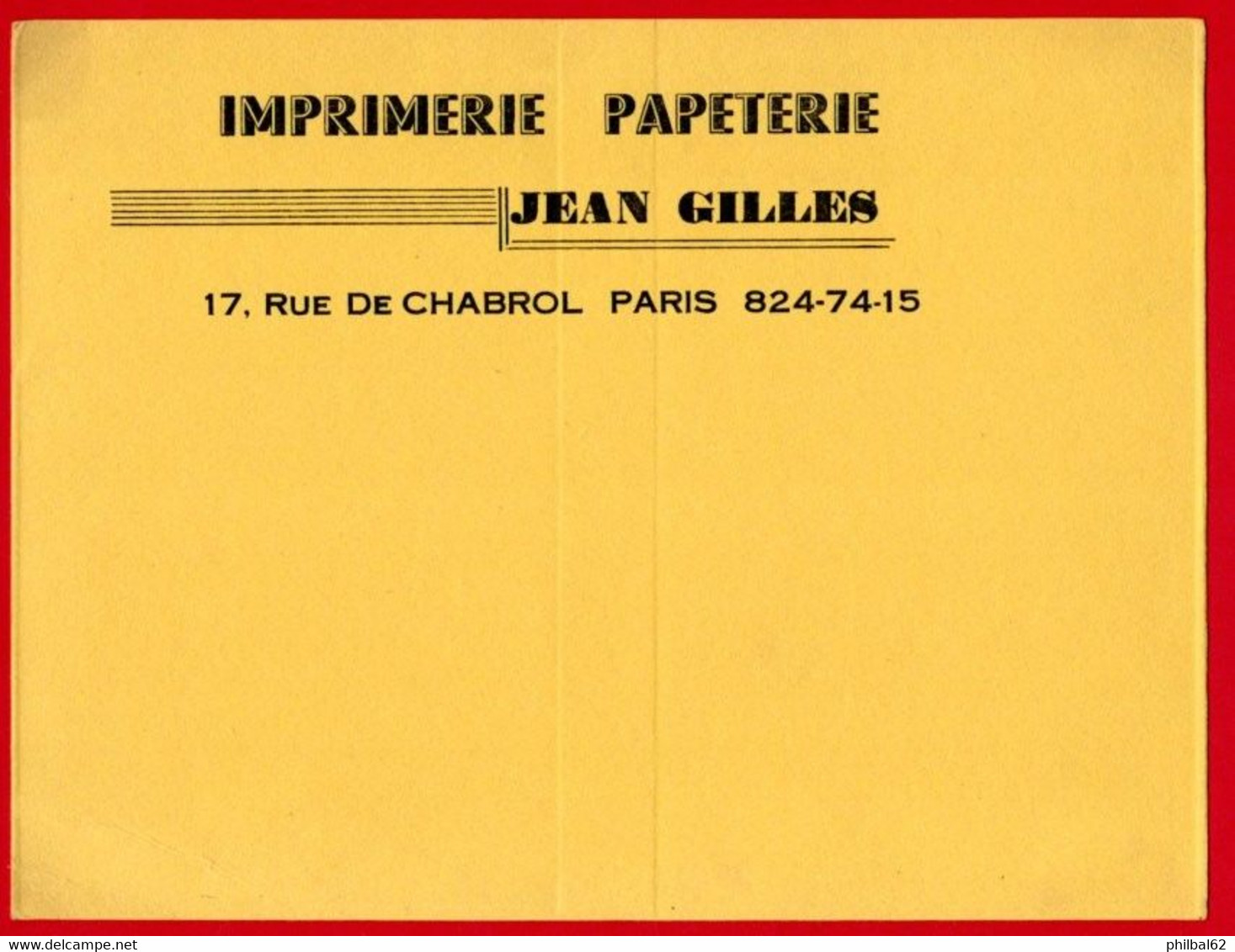 Buvard Imprimerie Papeterie Jean Gilles à Paris. - Cartoleria