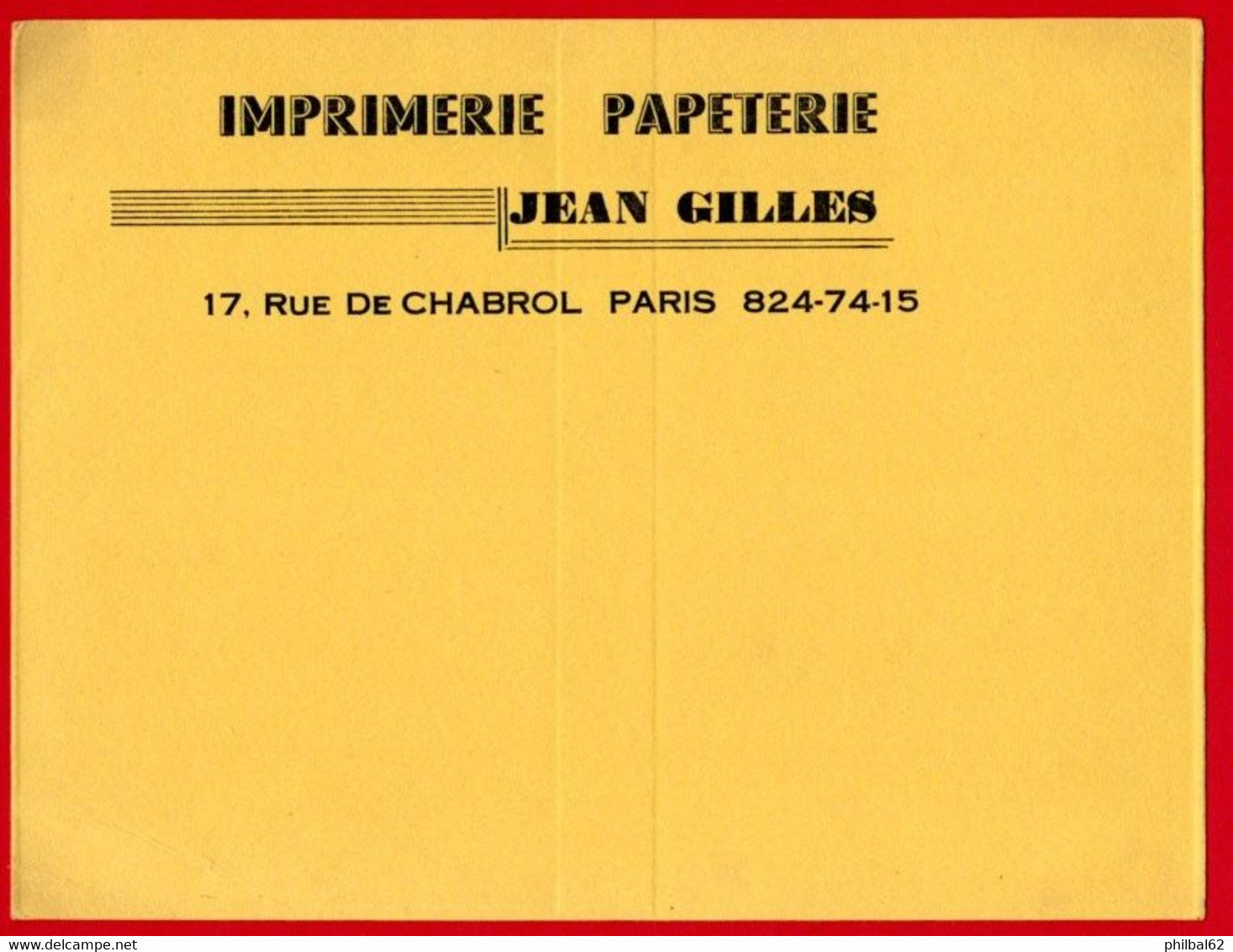 Buvard Imprimerie Papeterie Jean Gilles à Paris. - Papierwaren