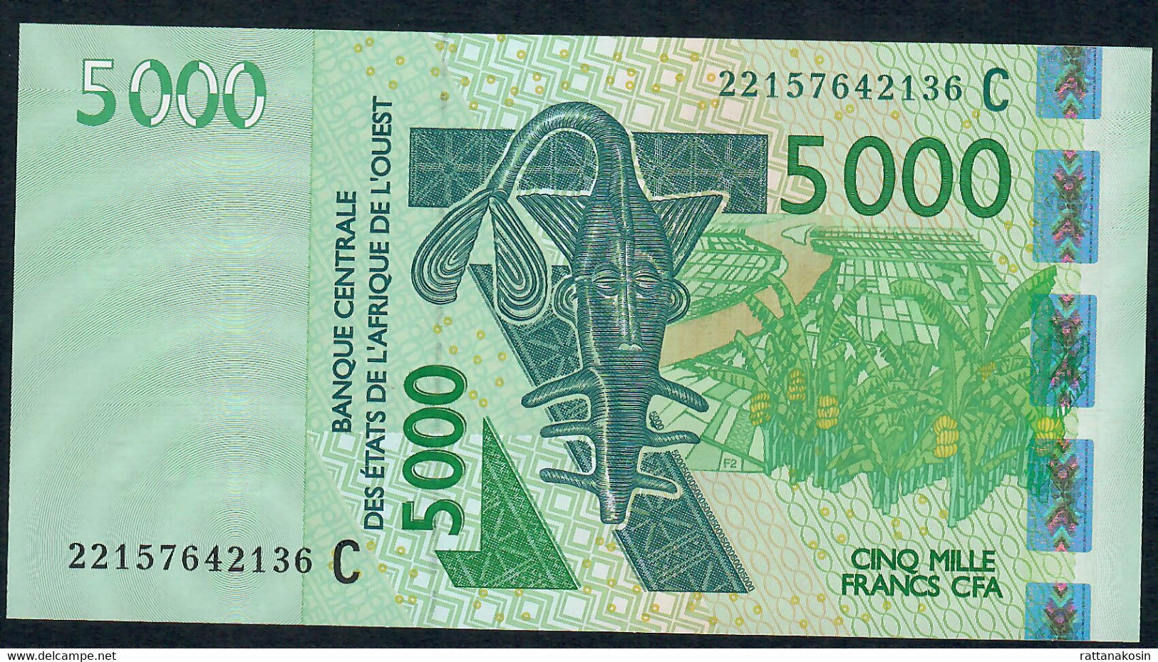 W.A.S. BURKINA FASO P317Cv 5000 FRANCS (20)22 Signature 45   2022       UNC. - West African States