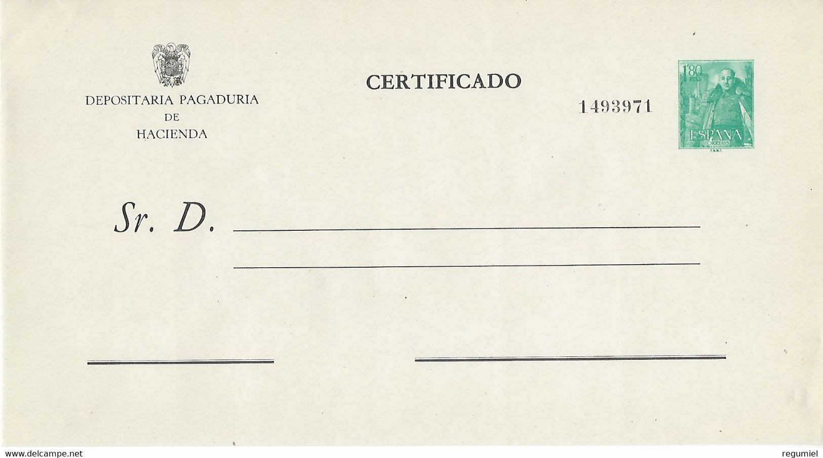 España Sobre Entero Postal Hacienda 1957 - 1931-....