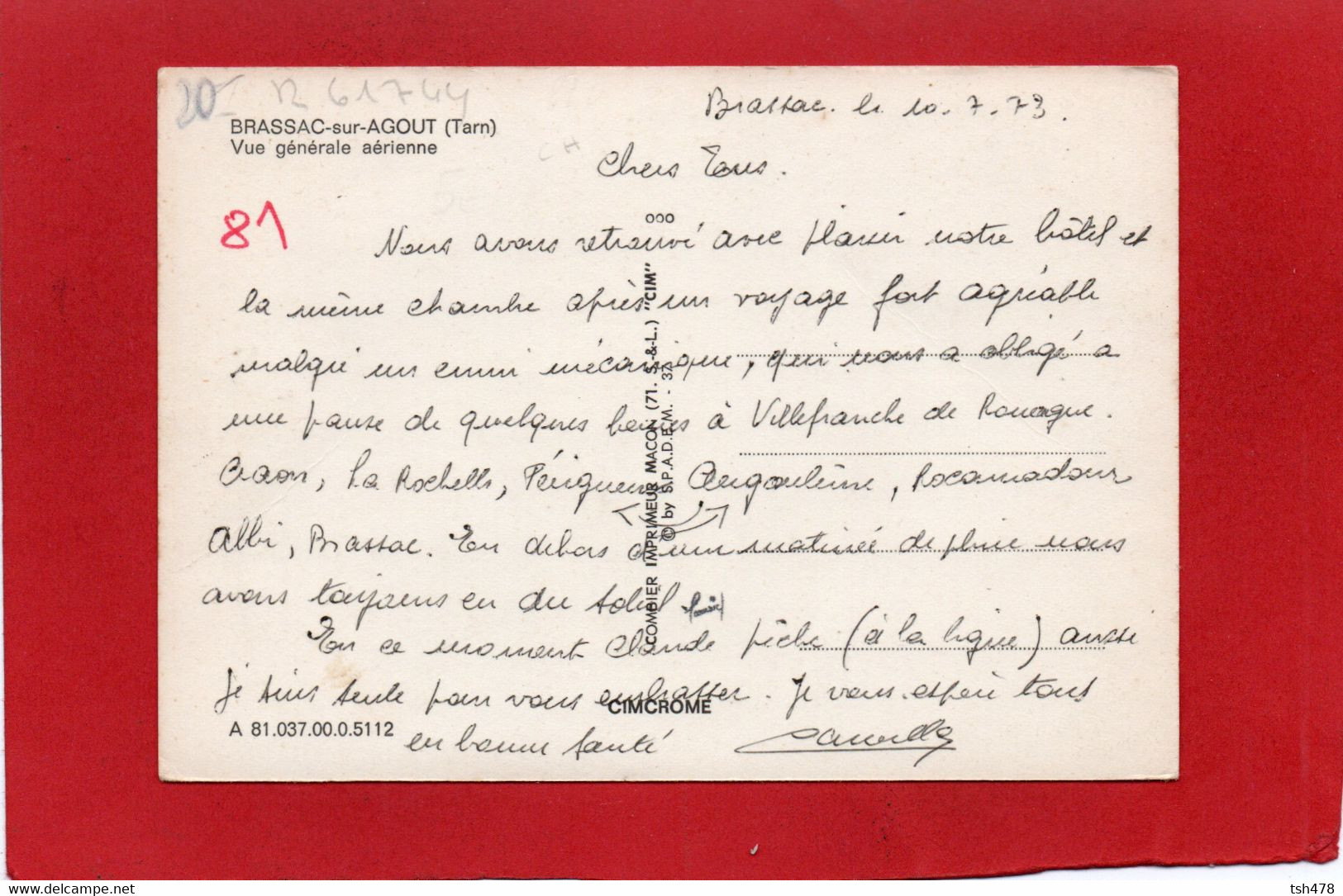 81-----BRASSAC SUR AGOUT---Vue Générale Aérienne--voir 2 Scans - Brassac