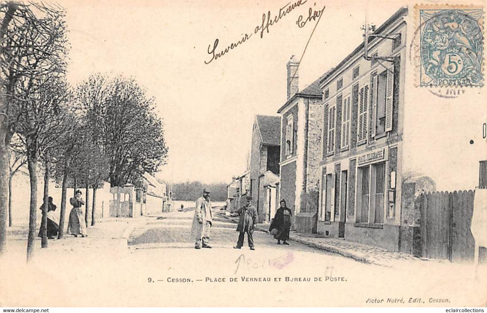 Cesson        77      Place De Verneau Et Bureau De Poste.    Facteur           (voir Scan) - Cesson