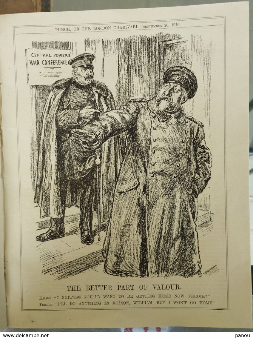 Punch, Or The London Charivari. SEPTEMBER 20, 1916 - Magazine 16 Pages, Cartoons. KAISER KING OF BULGARIA FERDINANDIA - Altri & Non Classificati