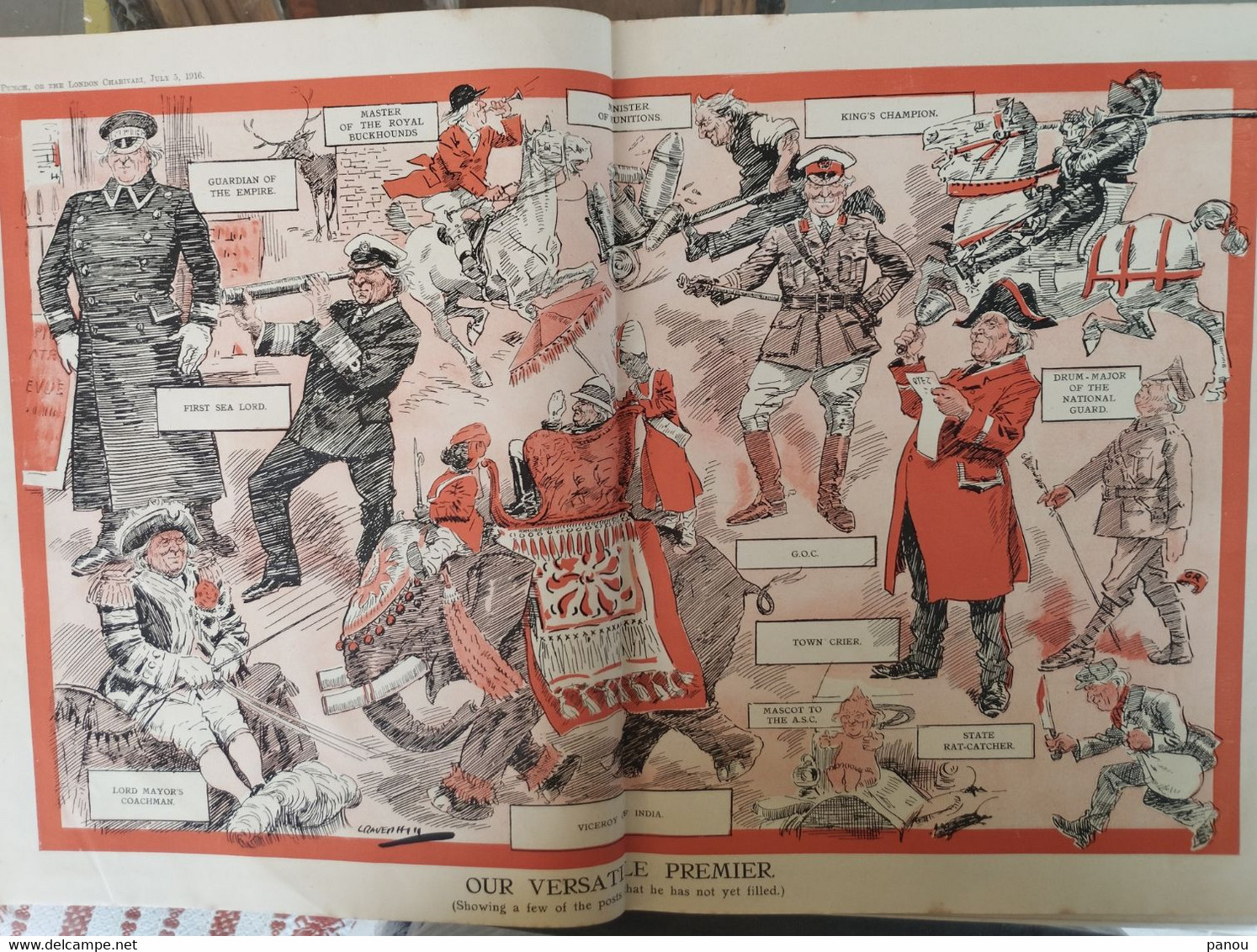 Punch, Or The London Charivari. JULY 5, 1916 - 36 Pages. CARTOONS OUR VERSATILE PREMIER INDIA ETC COLORED.  MEXICO - Andere & Zonder Classificatie