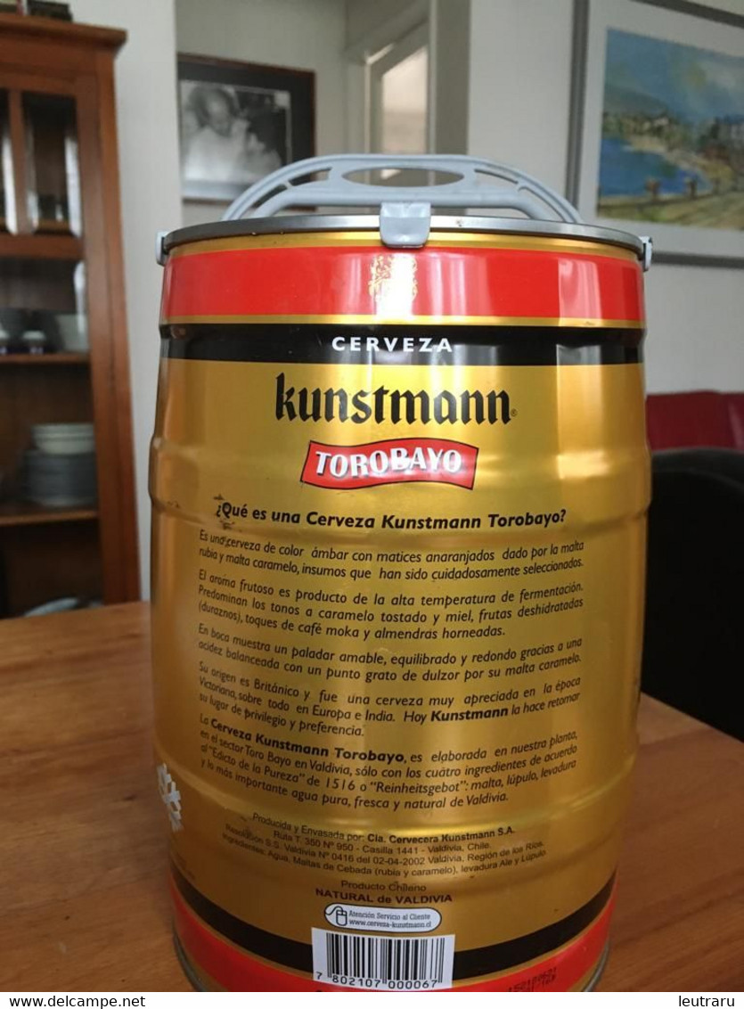 KUNSTMAN TOROBAYO BEER CERVEZA GALLON 5 LITER EMPTY CAN CHILE GALLON - Cannettes