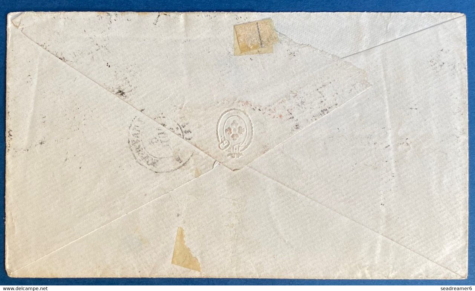Lettre 1878 Càd Nlle CALEDONIE NOUMEA Triangle AFFRANCHI EN NUMERAIRE FAUTE DE TIMBRES COLONIAUX Pour Bordeaux Rare - Storia Postale