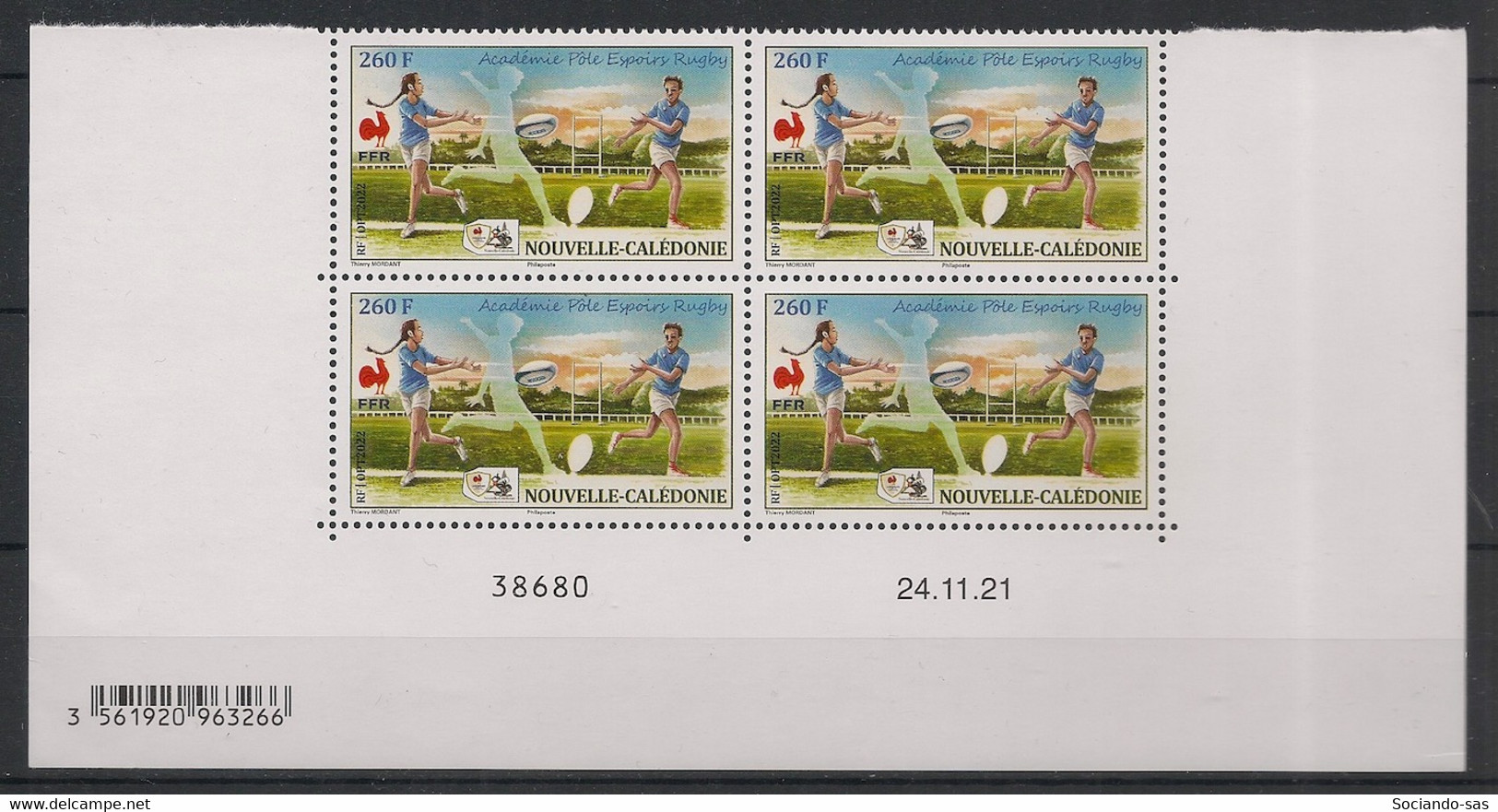 NOUVELLE CALEDONIE - 2022 - N°Yv. 1415 - Rugby - Bloc De 4 Coin Daté - Neuf Luxe ** / MNH / Postfrisch - Ungebraucht