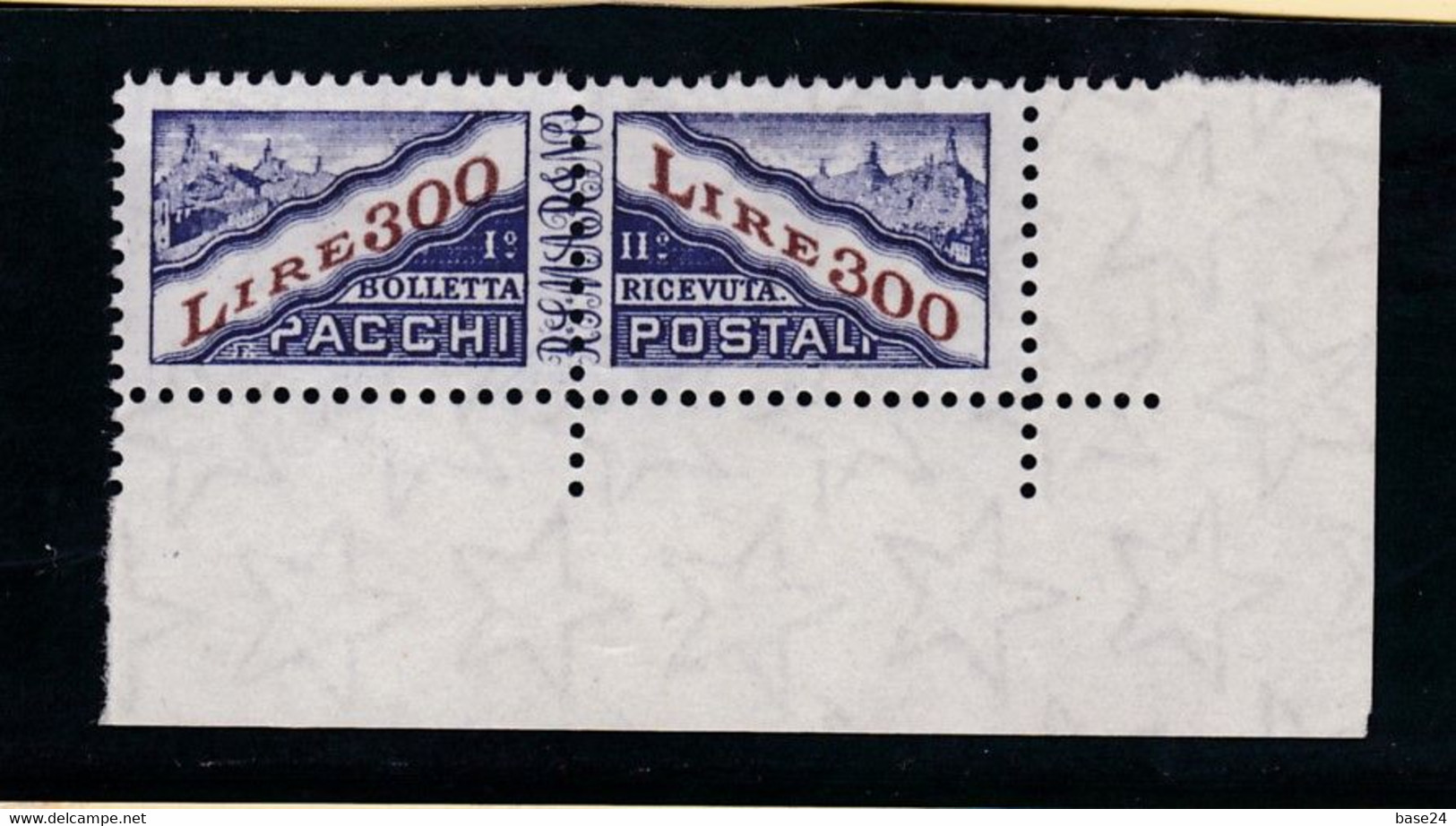 1956 San Marino Saint Marin PACCHI POSTALI VEDUTA FILIGRANA STELLE 300 Lire MNH** Parcel Post - Parcel Post Stamps