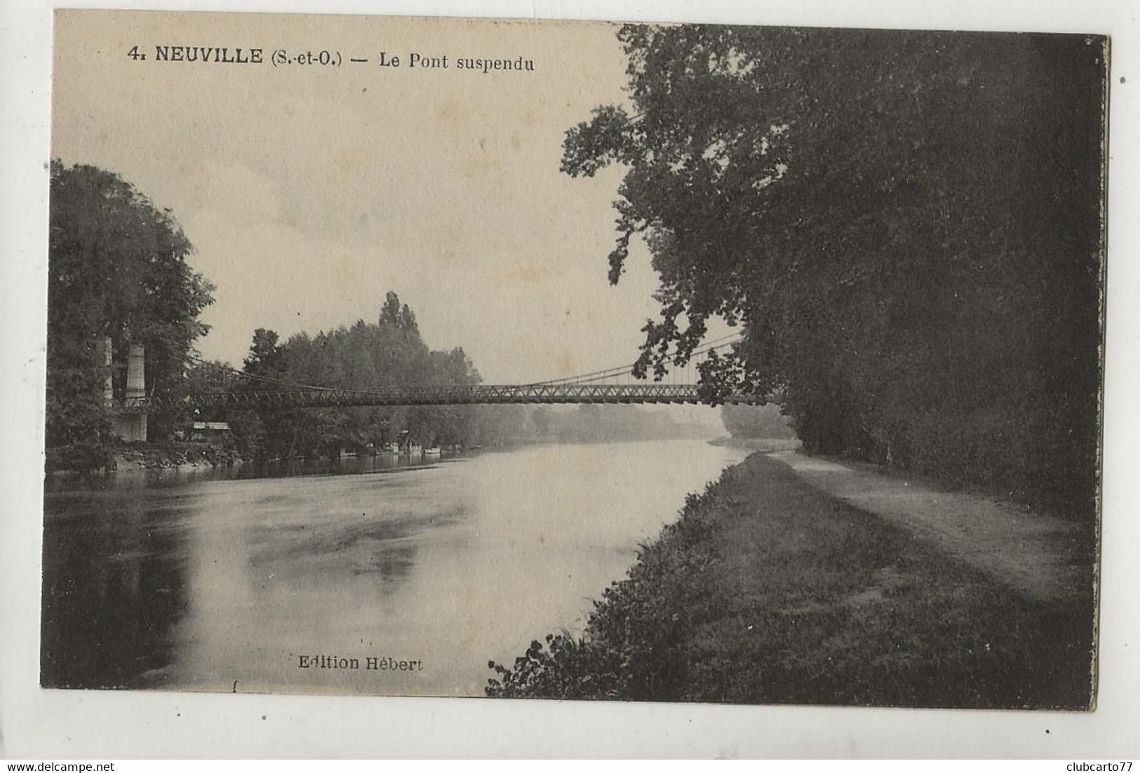 Neuville-sur-Oise (95) : Le Pont Suspendu Pris Du Chemin De Halage En 1910 PF - Neuville-sur-Oise