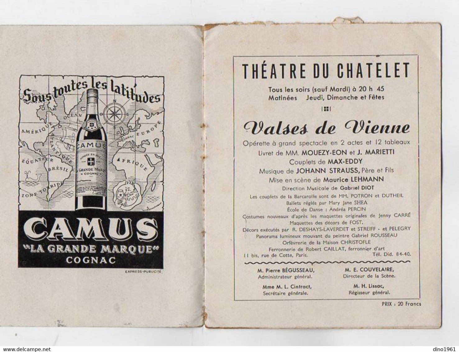 VP20.598 - PARIS - Petit Programme - Théatre Du Chatelet ¨ VALSES DE VIENNE ¨ - Programmes