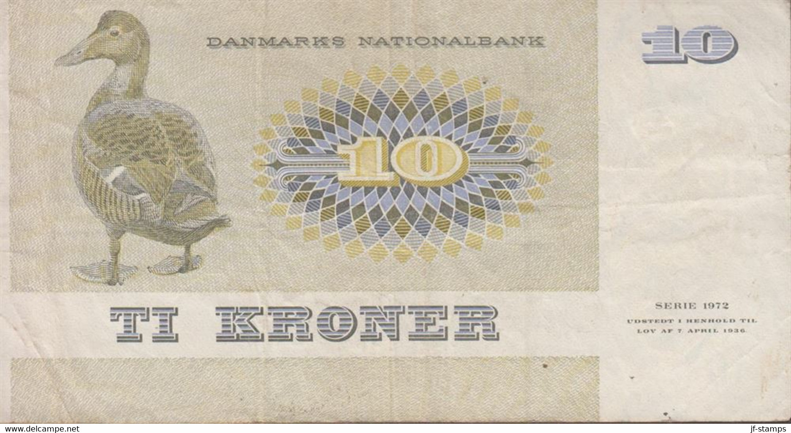 1972. DANMARK. DANMARKS NATIONALBANK 10 KRONER SERIE 1972. Fold.  - JF429805 - Denmark