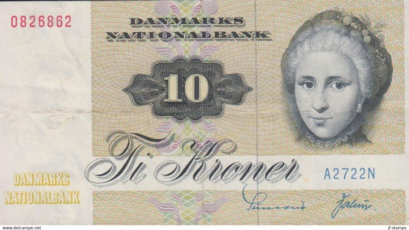 1972. DANMARK. DANMARKS NATIONALBANK 10 KRONER SERIE 1972. Fold.  - JF429806 - Dänemark