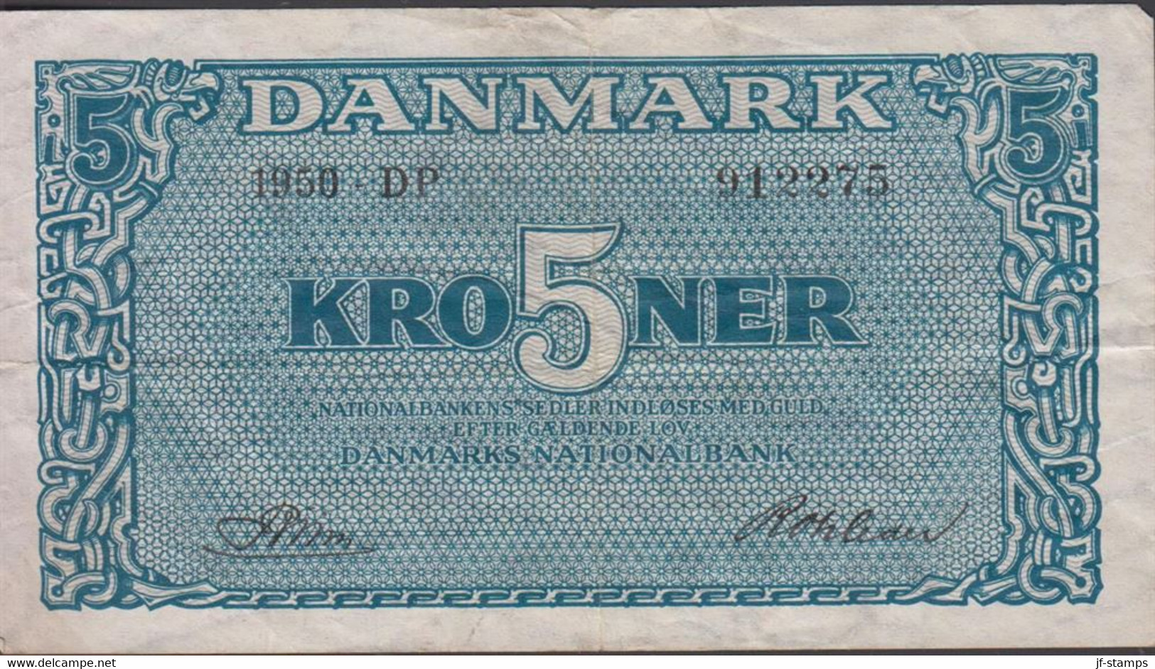 1950. DANMARK. DANMARKS NATIONALBANK 5 KRONER. Fold.  - JF429812 - Denmark