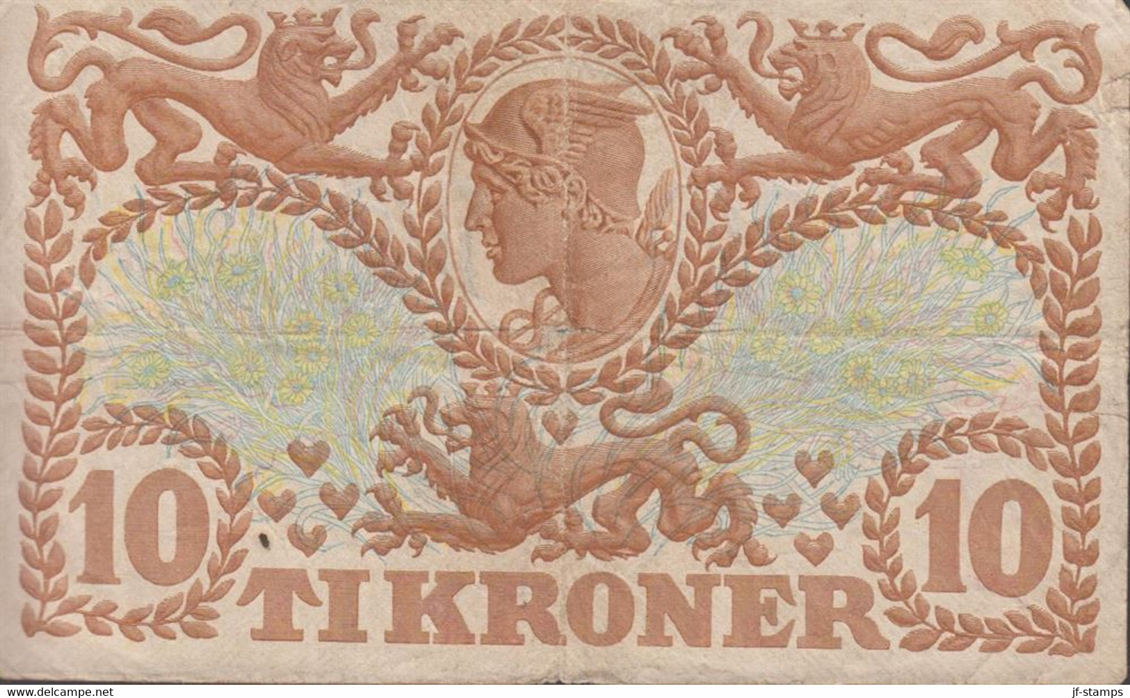 1937. DANMARK. DANMARKS NATIONALBANK 10 KRONER. Folds.  - JF429813 - Dinamarca