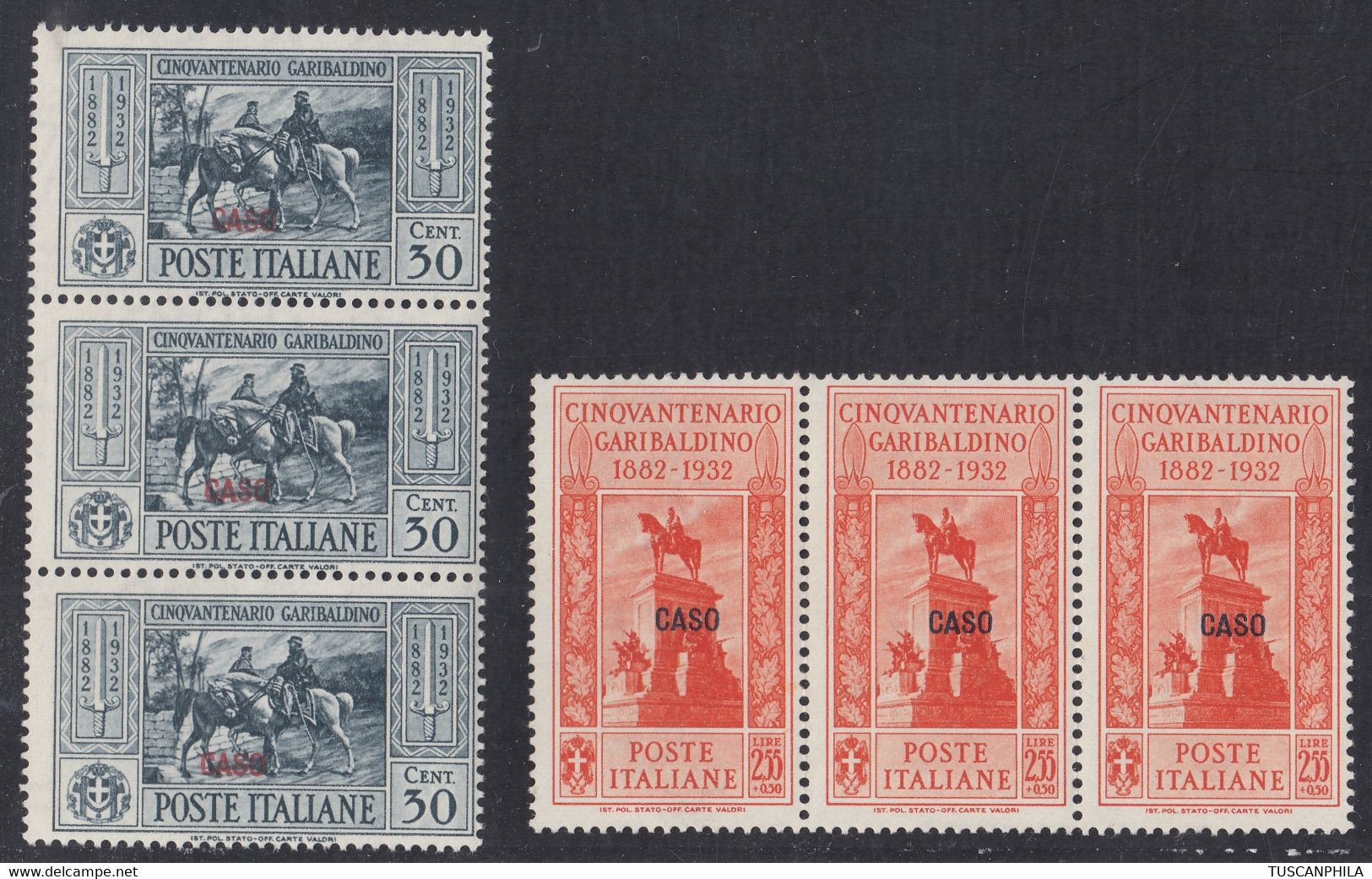 1932 6 Valori In Blocchi Di 3 Sass. 20-25 MNH** Cv 420 - Egeo (Caso)