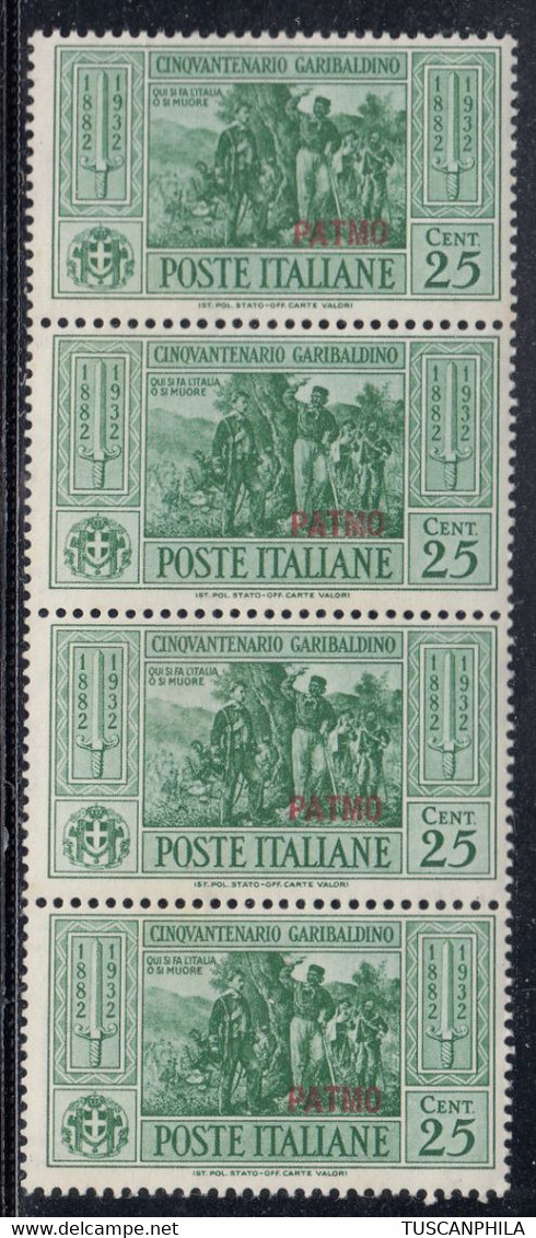 1932 Blocco Di 4 Valori Sass. N. 19 MNH** Cv 280 - Egeo (Patmo)