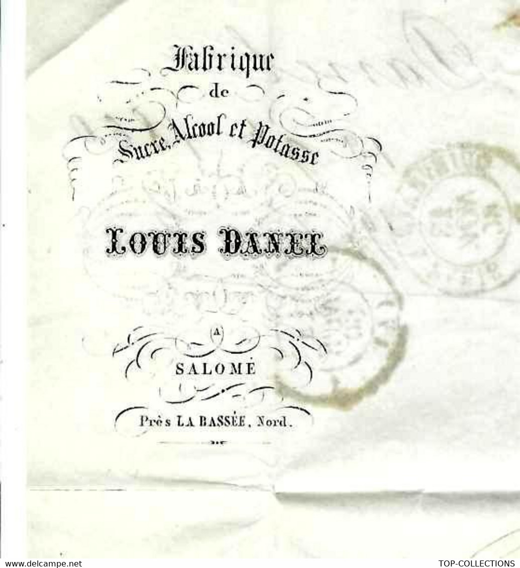 ENTETE Louis Danel Fabrique De Sucre à  La Bassée Salomé (Nord) Pour Boisgauttier Frères Négociants Paris V.HISTORIQUE - 1800 – 1899