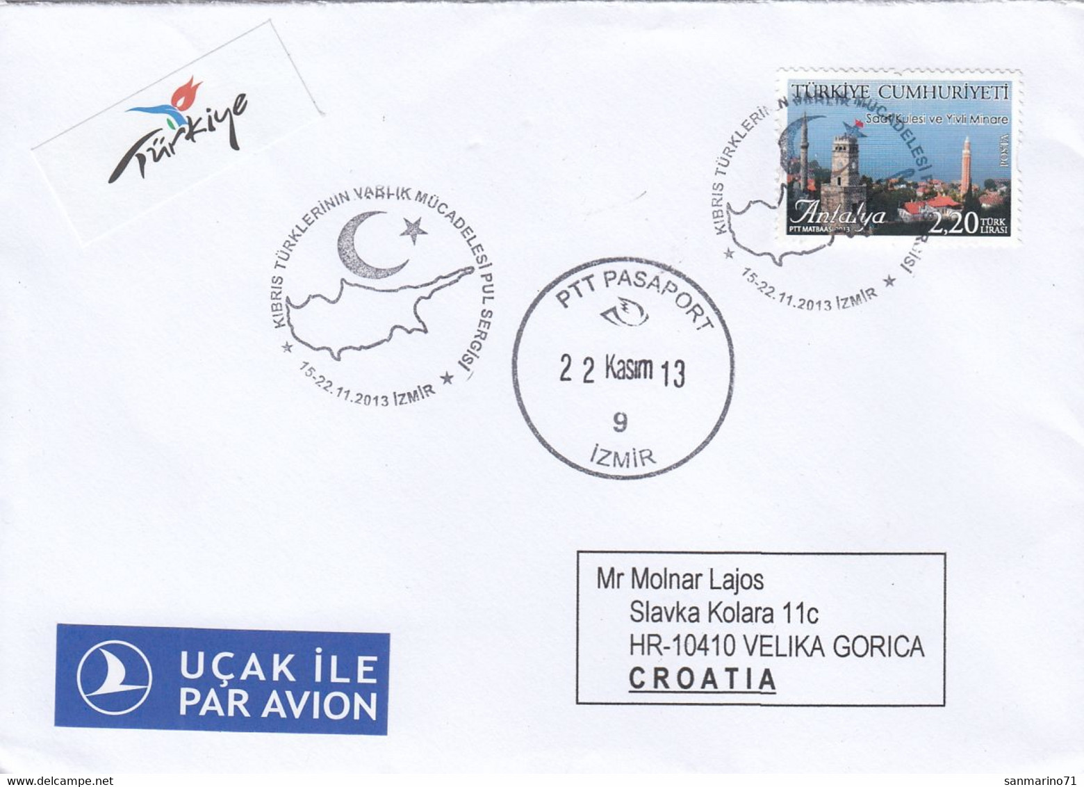 TURKEY Cover Letter 447,box M - Poste Aérienne