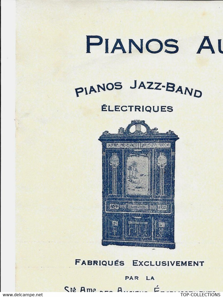 1928 Piano Jazz Band ENTETE PIANOS AUTOMATIQUES PHENIX à Beziers  Pour Barthe V.HISTORIQUE - 1900 – 1949