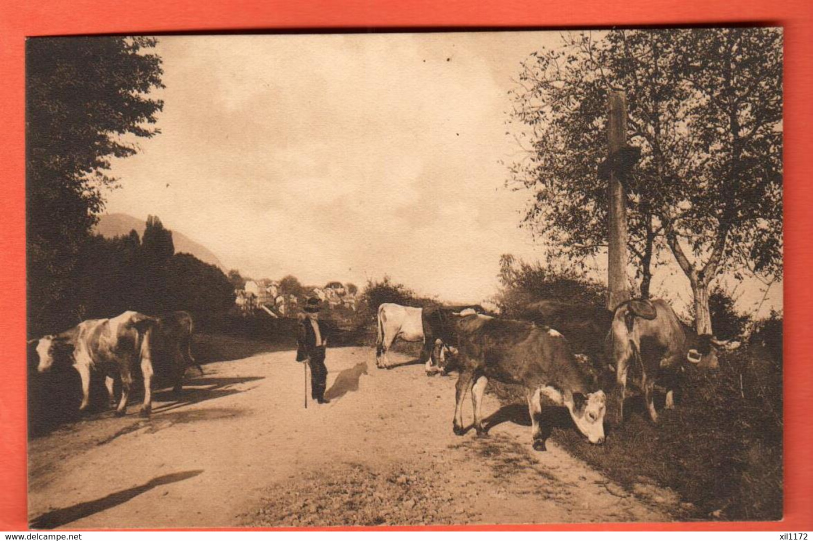 ZRW-10 TRES RARE St.-Gingolph Sur La Route Du Bouveret. Berger Avec Ses Vaches.  Schnegg 561. NC - Saint-Gingolph