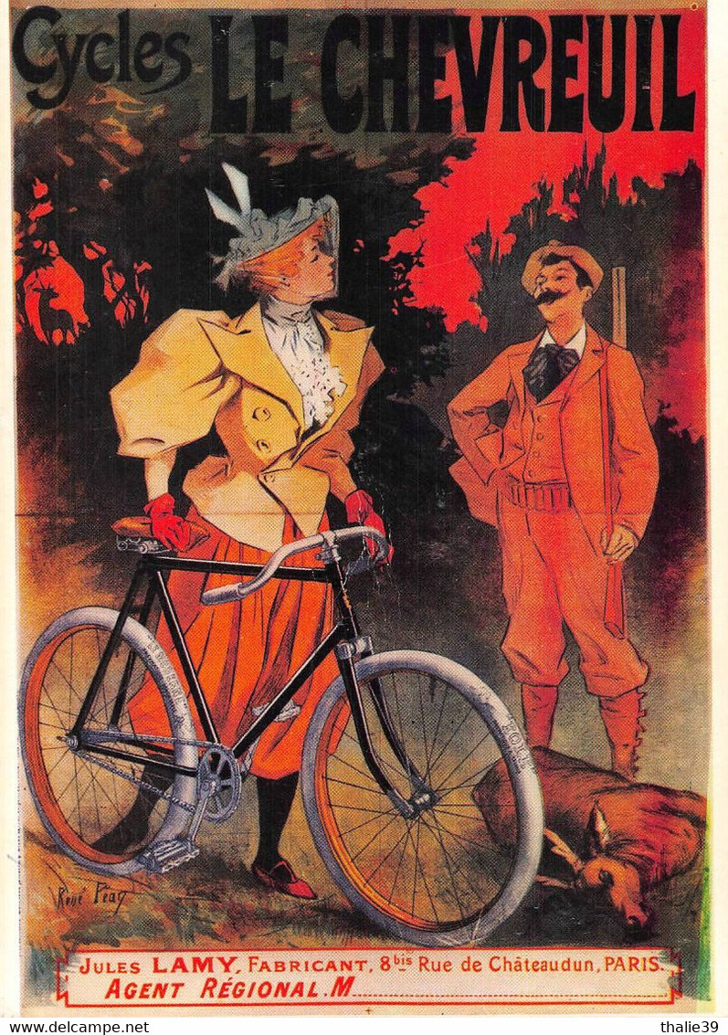 Vélo Publicité Le Chevreuil Lamy Paris Rue De Châteaudun Femme Chasse Illustrateur René Péan Nugeron C 14 - Cycling