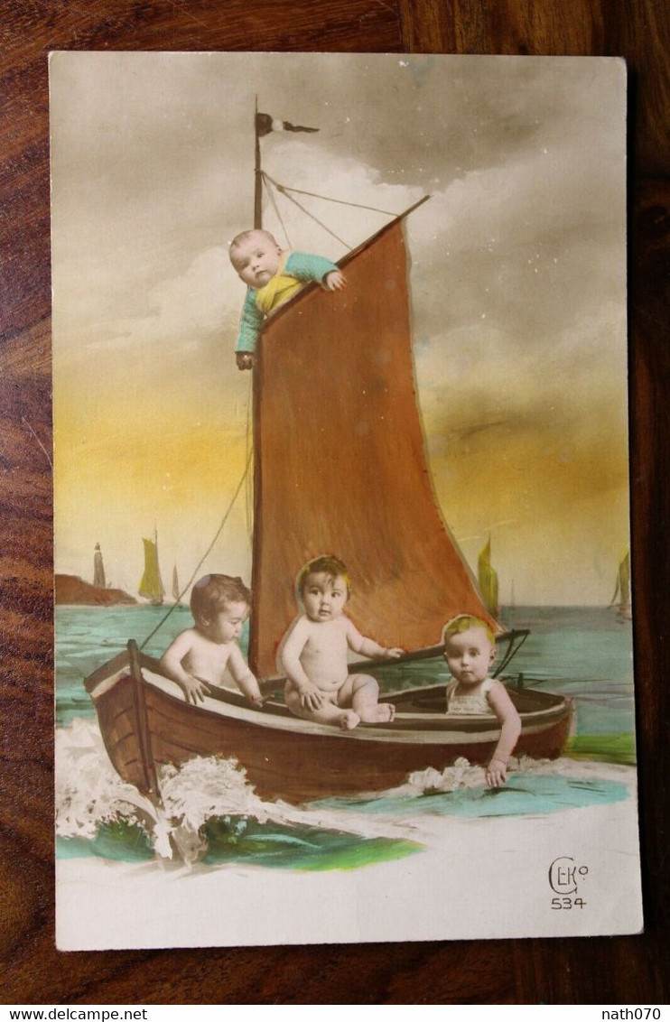 AK CPA 1914 Kinder Freunde Freuden Boot Enfant Bateau - Autres & Non Classés