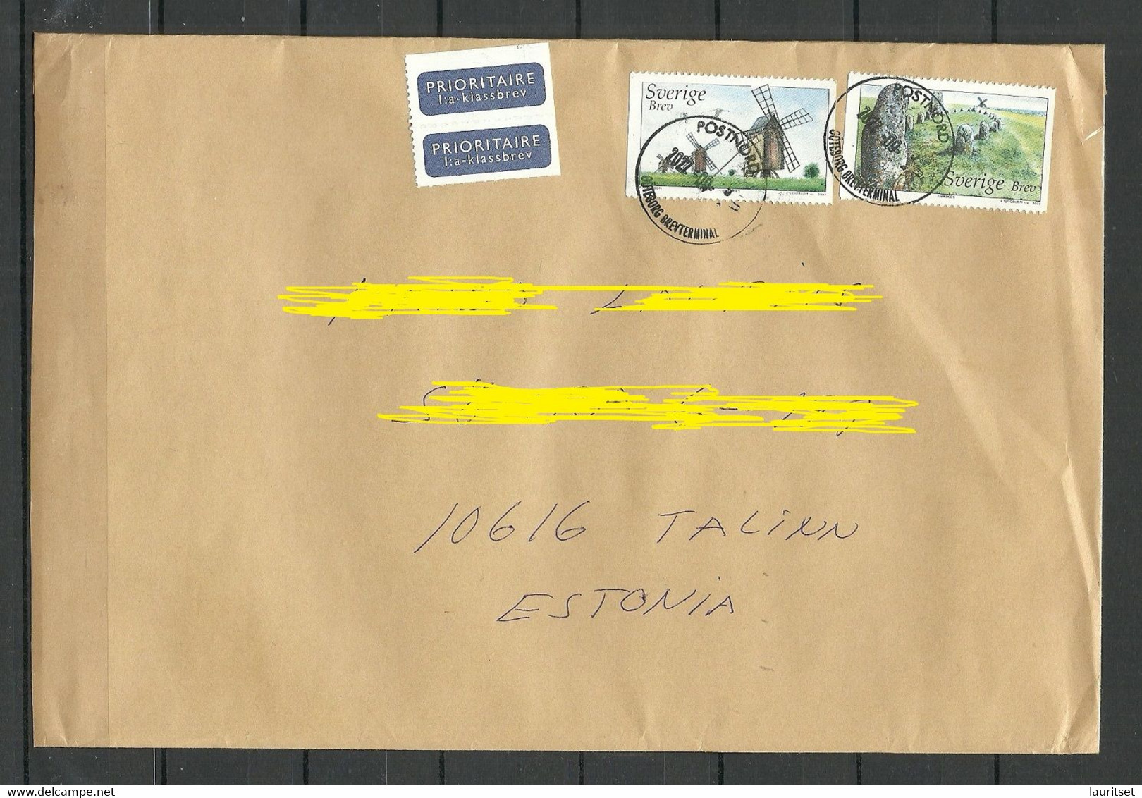 SCHWEDEN Sweden 2022 Air Mail Cover To Estonia Wind Mill Windmühle Etc. - Brieven En Documenten