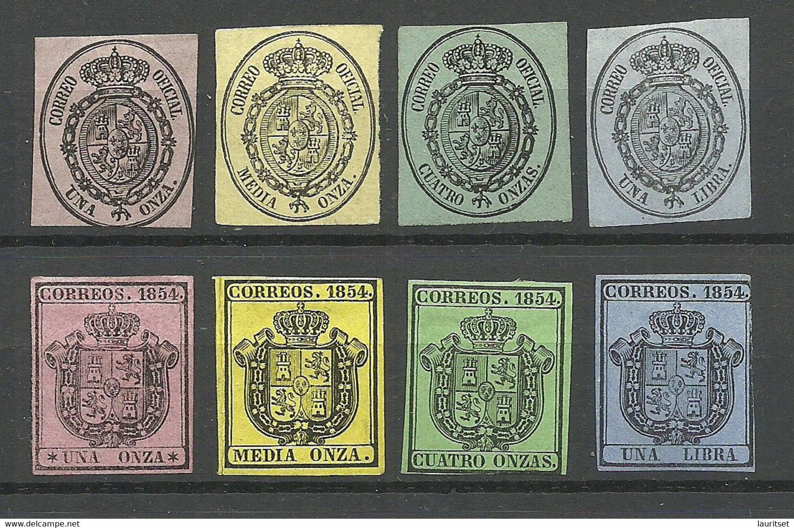 SPAIN Espana 1854/1855 Michel 1 - 8 (*) Dienstmarken Mint No Gum/ohne Gummi - Officials