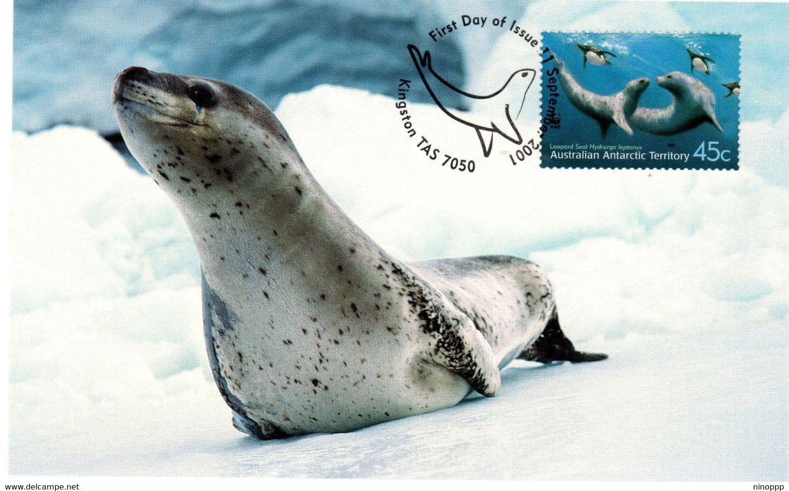 Australian Antarctic Territory 2001 Leopard Seals,Leopard Seal ,maximum Card - Maximum Cards