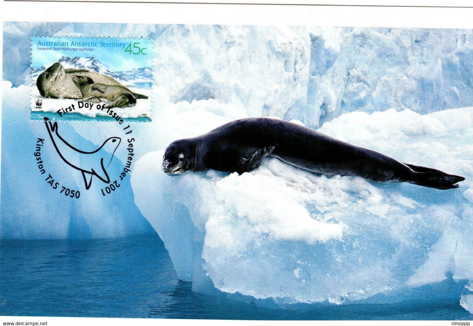 Australian Antarctic Territory 2001 Leopard Seals,Leopard Seal On Iceberg,maximum Card - Cartoline Maximum