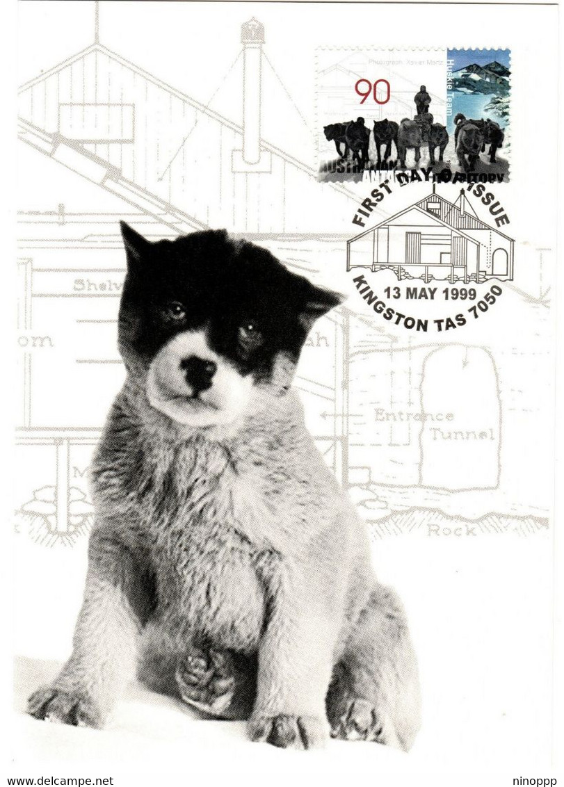 Australian Antarctic Territory 1999 Mawson's Hut, Huskie Team, Maximum Card - Maximumkarten