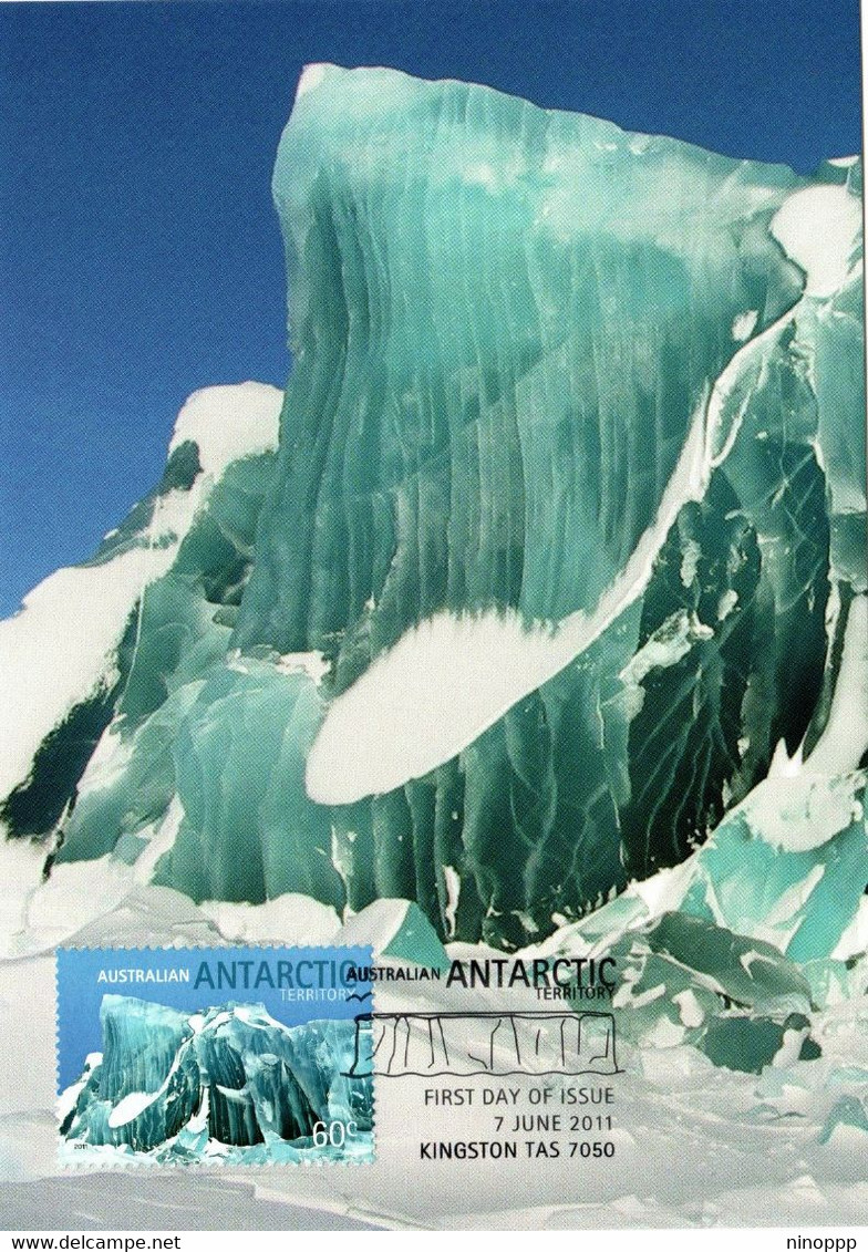 Australian Antarctic Territory 2011 Landscapes Icebergs,Striated Iceberg,maximum Card - Cartoline Maximum