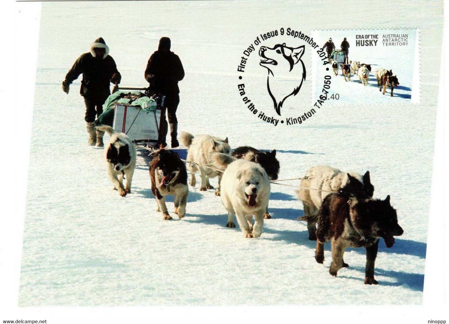 Australian Antarctic Territory 2014 Era Of The Husky,Working Team,maximum Card - Cartoline Maximum