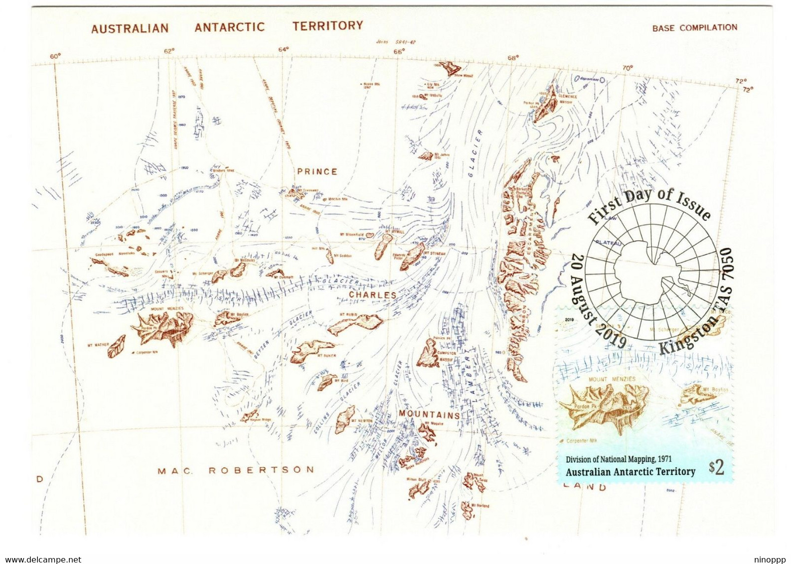Australian Antarctic Territory 2019 Mapping Of AAT,Division Of National Mapping 1971, Maximum Card - Maximumkarten