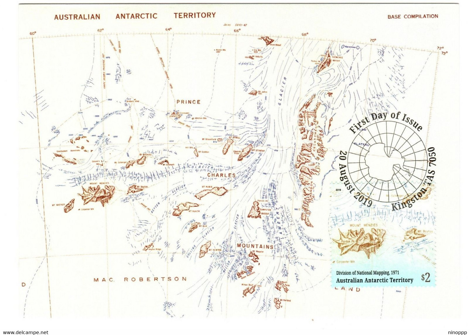 Australian Antarctic Territory 2019 Mapping Of AAT,Division Of National Mapping 1971, Maximum Card - Cartes-maximum