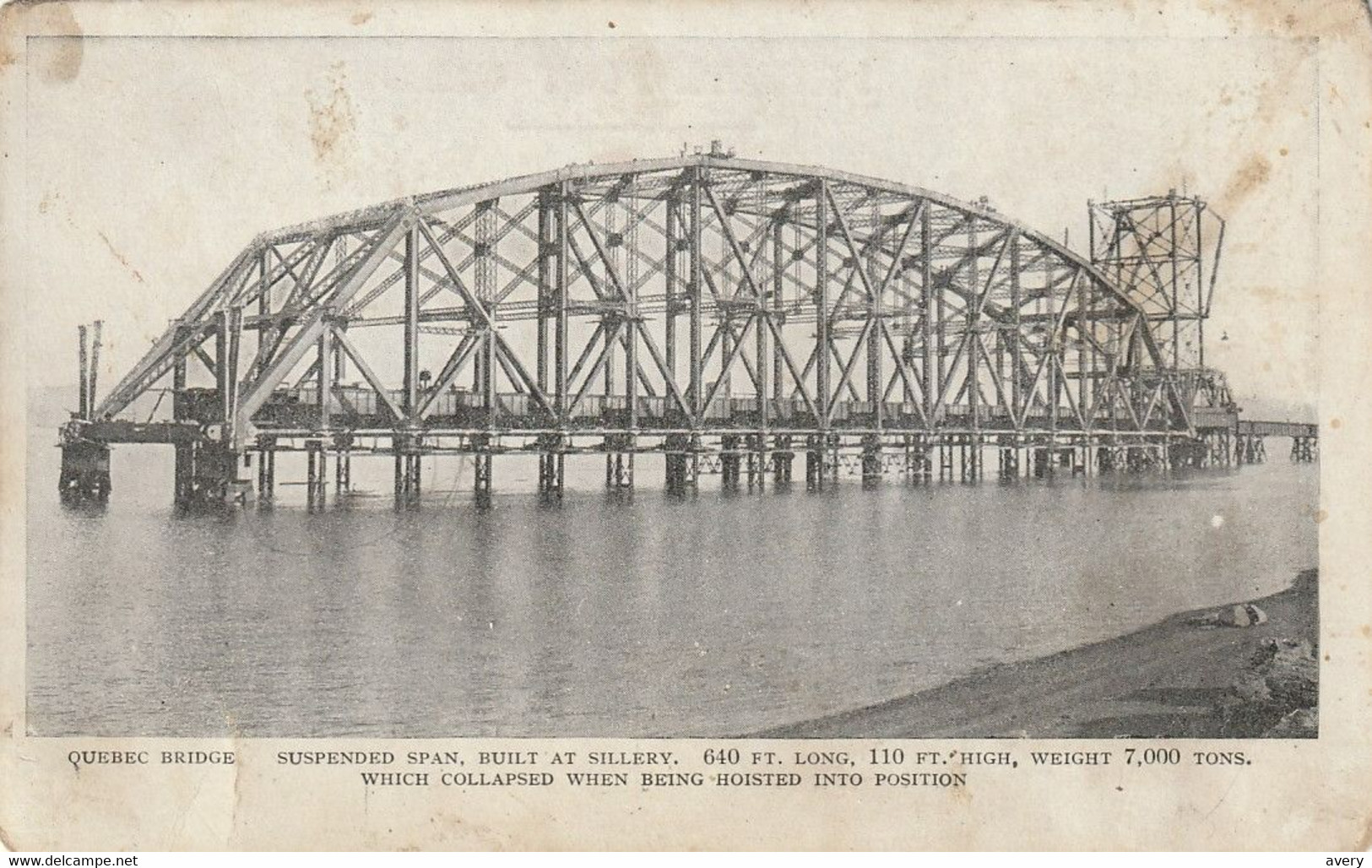 Quebec Bridge  Suspended Span, Built At Sillery Which Collapsed When Being Hoisted Into Position. 5 Glue Marks - Québec - Les Rivières