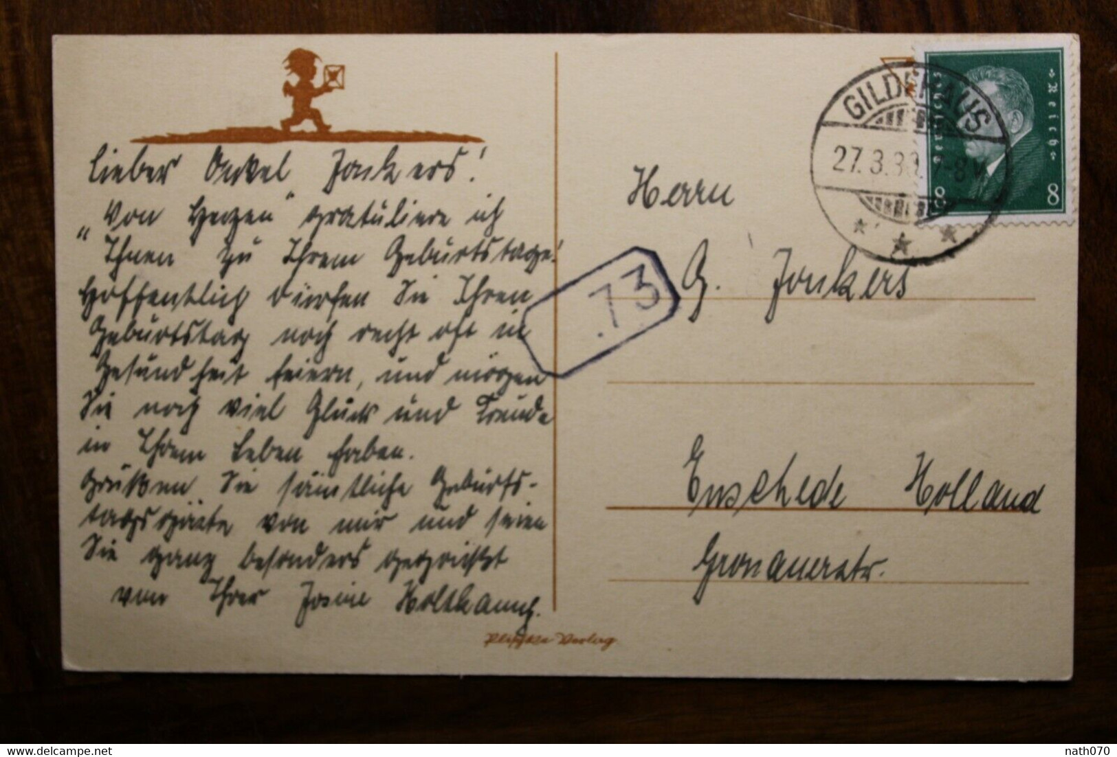 AK 1930 CPA Gute Freunde Schatten Scherenschnitt Freuden Gildehaus Enfant Bouquet De Fleurs - Autres & Non Classés